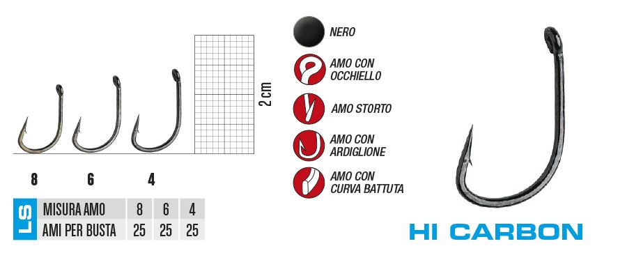 Gamakatsu Hi-Carbon LS-3615F n° 08 pz. 25 Gamakatsu Hi-Carbon LS-3615F n° 08 pz. 25